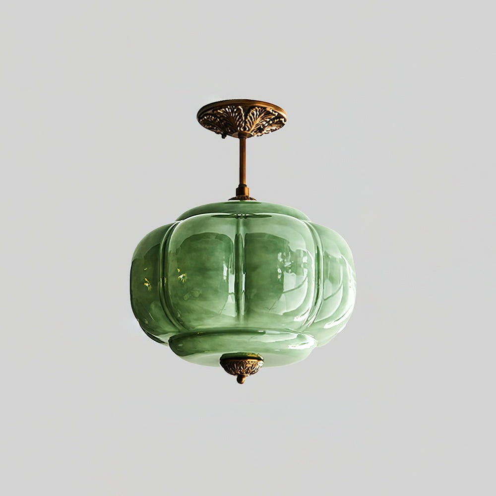 Lampe Plafond Semi-encastrée en Verre Vert
