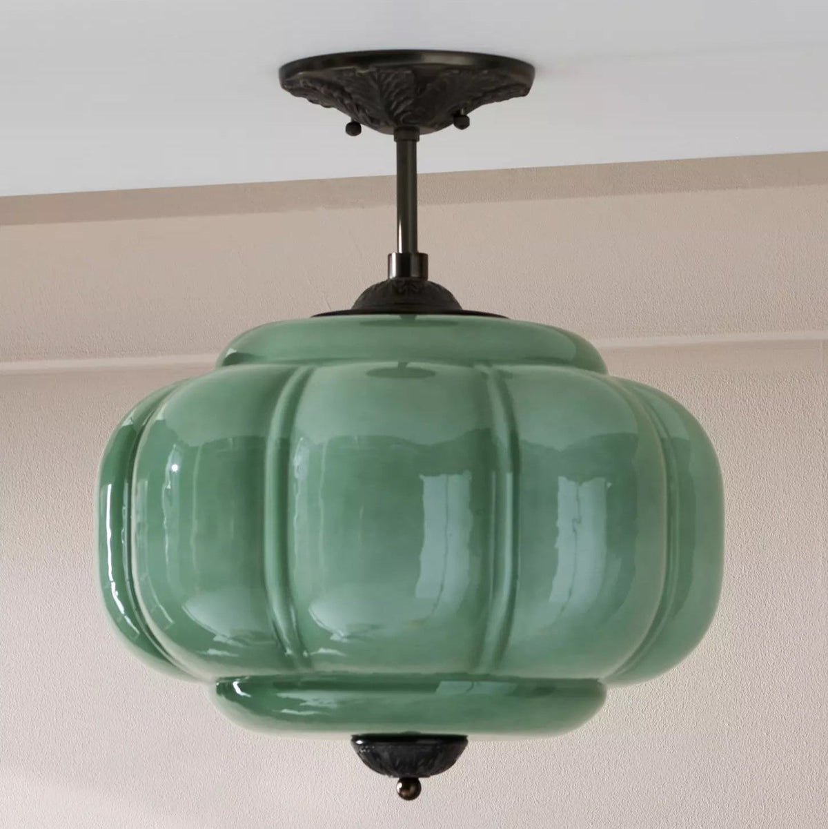 Lampe Plafond Semi-encastrée en Verre Vert